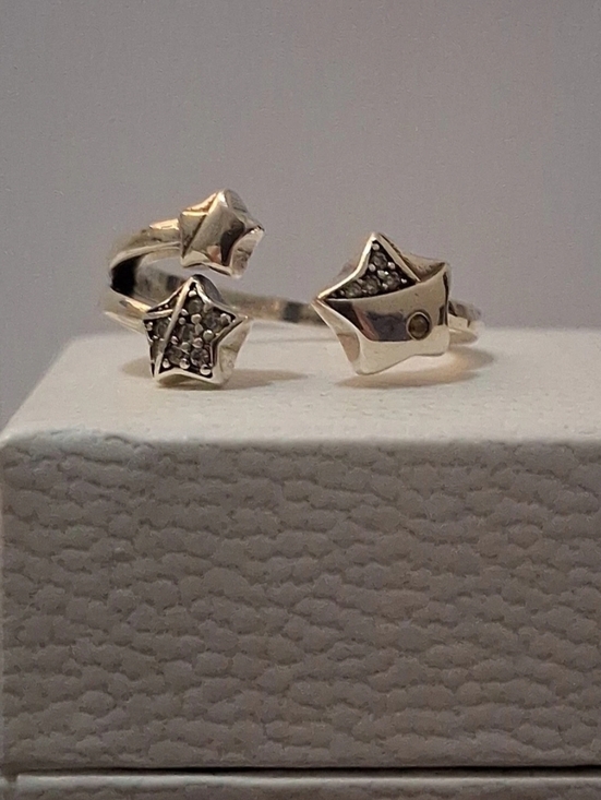 Pandora Jewelry - Pandora Silver Star Open Ring with Clear Stones
